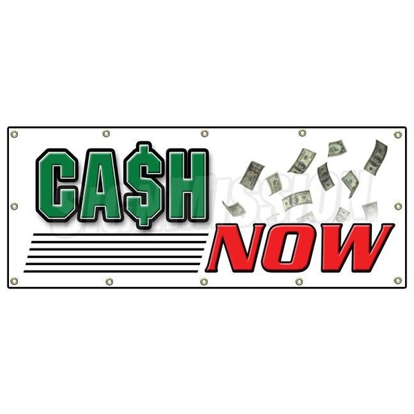 Signmission CASH NOW BANNER SIGN payday advance title pawn shop for gold B-120 Cash Now - main